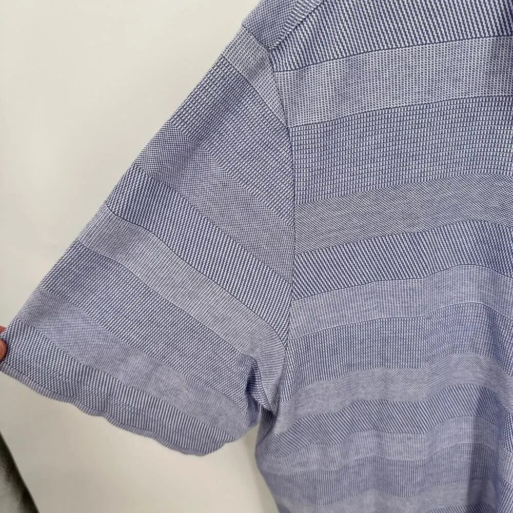 Robert Barakett Men's Blue Striped Cotton Polo // XL